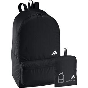 NEW ADIDAS Black White AG Packable Fold Up Backpack Zip Travel Pouch Bag Carryon